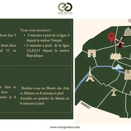 B32#republique#1bedroom#marais#paris03#ac * Paryż